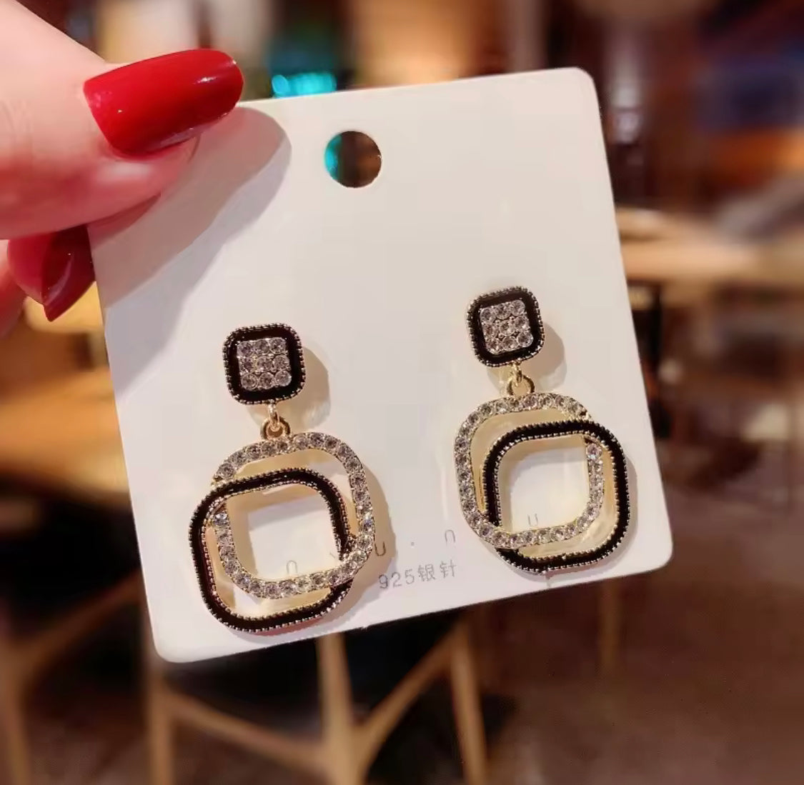 Silver Needle Square Crystal Stud Earrings, Versatile High End Stud Earrings, Ladies Personality Square Earrings Silver Needle Square Crystal Stud Earrings, Versatile High End Stud Earrings, Ladies Personality Square Earrings